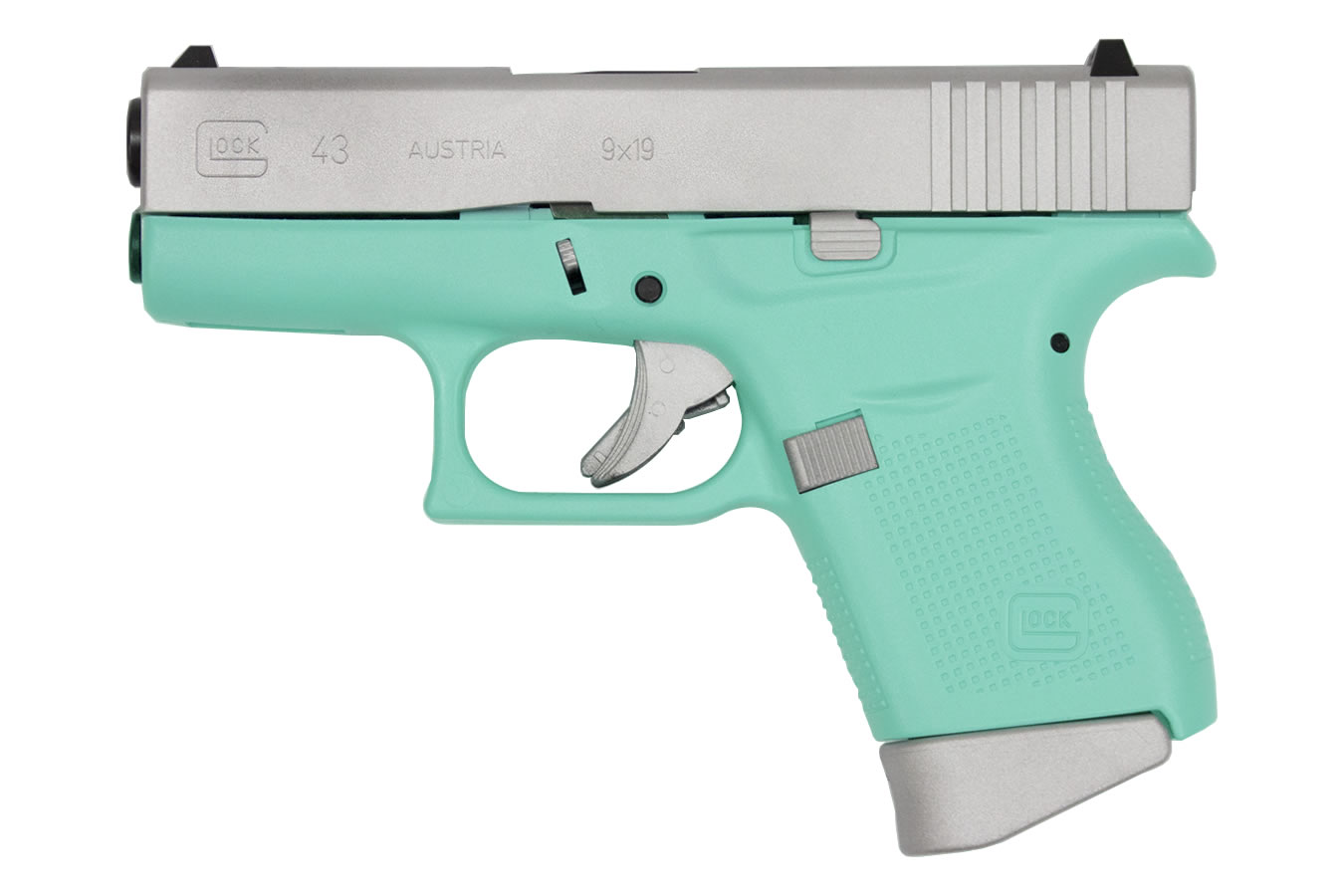 Glock 43 9mm Robins Egg Blue Cerakote Single Stack Pistol | Vance Outdoors