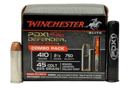 Winchester 45 Colt 225 gr JHP and 410 GA 2.5 Inch PDX1 Defender Combo Pack 20/Box