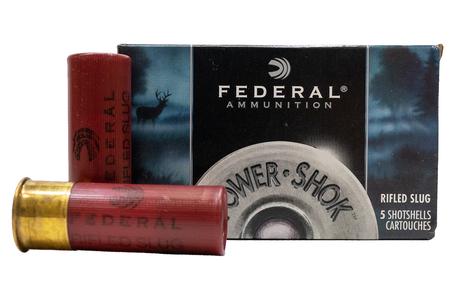 Federal 12 Gauge 2 3/4 1 oz Power Shok Rifled Slug Police Trade Ammo 5/Box