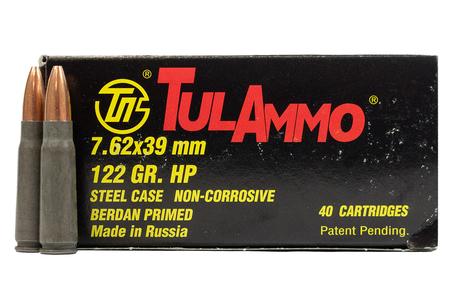 TULA AMMO 7.62x39 122 gr Hollow Point Steel Case 40/Box