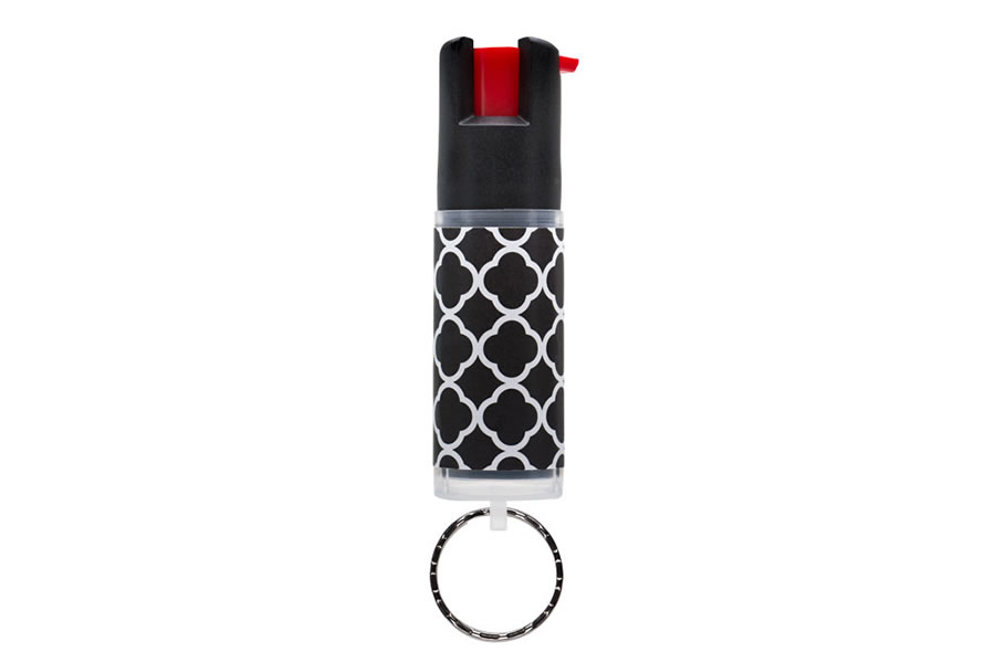 DESIGNER PEPPER SPRAY BLACK QUATREFOIL