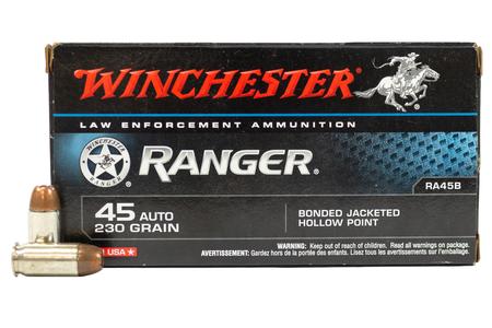 Winchester 45 Auto 230 gr JHP Ranger Bonded Police Trade Ammo 50/Box