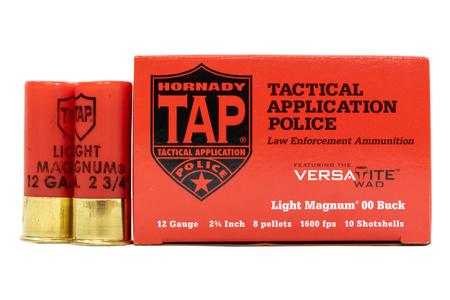 HORNADY 12 Gauge 2 3/4 in Light Magnum 00-Buck TAP Police-Trade Ammo 10/Box