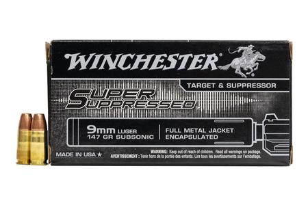 Winchester 9mm Luger 147 gr FMJ-Encapsulated Super Suppressed Subsonic 50/Box