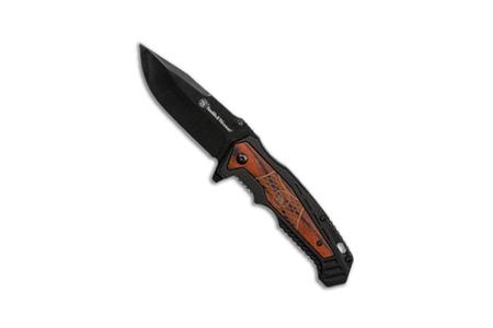 SW KNIFE RUBBERIZED HANDLE W/WOOD INLAY