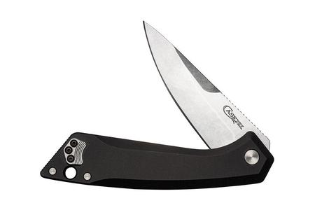 CG01 DROP POINT SATIN W/BLACK ANODIZED HANDLE