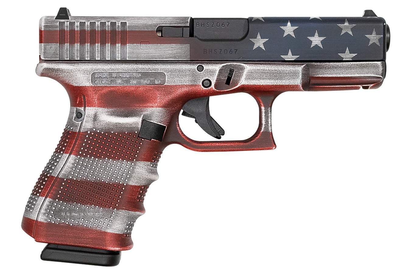 Glock 19 Gen4 9mm 15 Round Pistol With American Flag Battleworn Cerakote Finish Sportsmans 2698