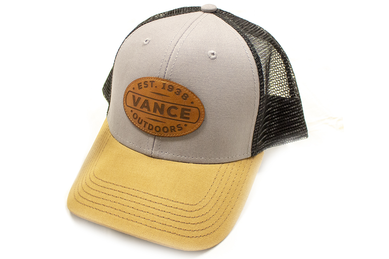 Vance Outdoors Apparel Grey/Camel/Black Trucker Vance Outdoors Hat ...