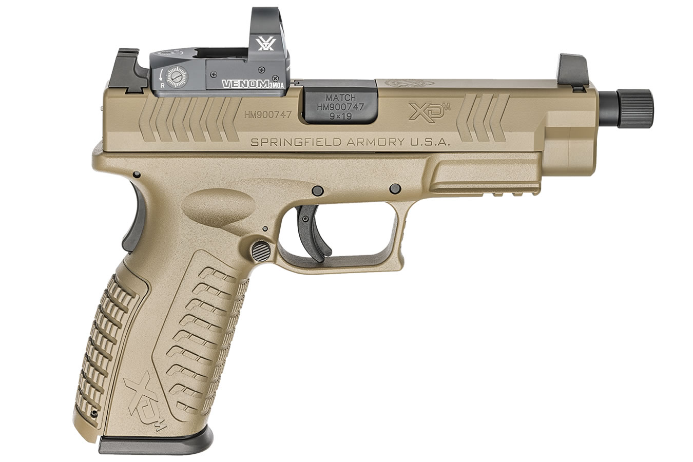 Springfield Xdm Osp 9mm 4 5 Full Size Fde Pistol With Threaded Barrel Vortex Venom Red Dot O