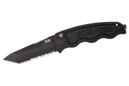 SOG-TAC MINI AUTOMATIC - PART SERRATED, TANTO, BLACK TINI