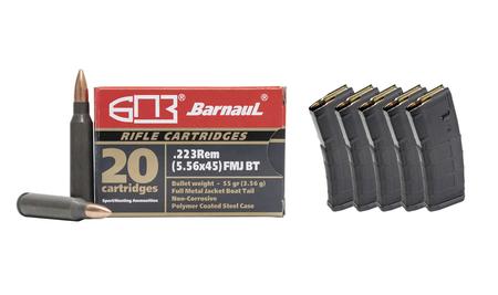 BARNAUL 223 AMMO WITH 5 MAGPUL PMAGS
