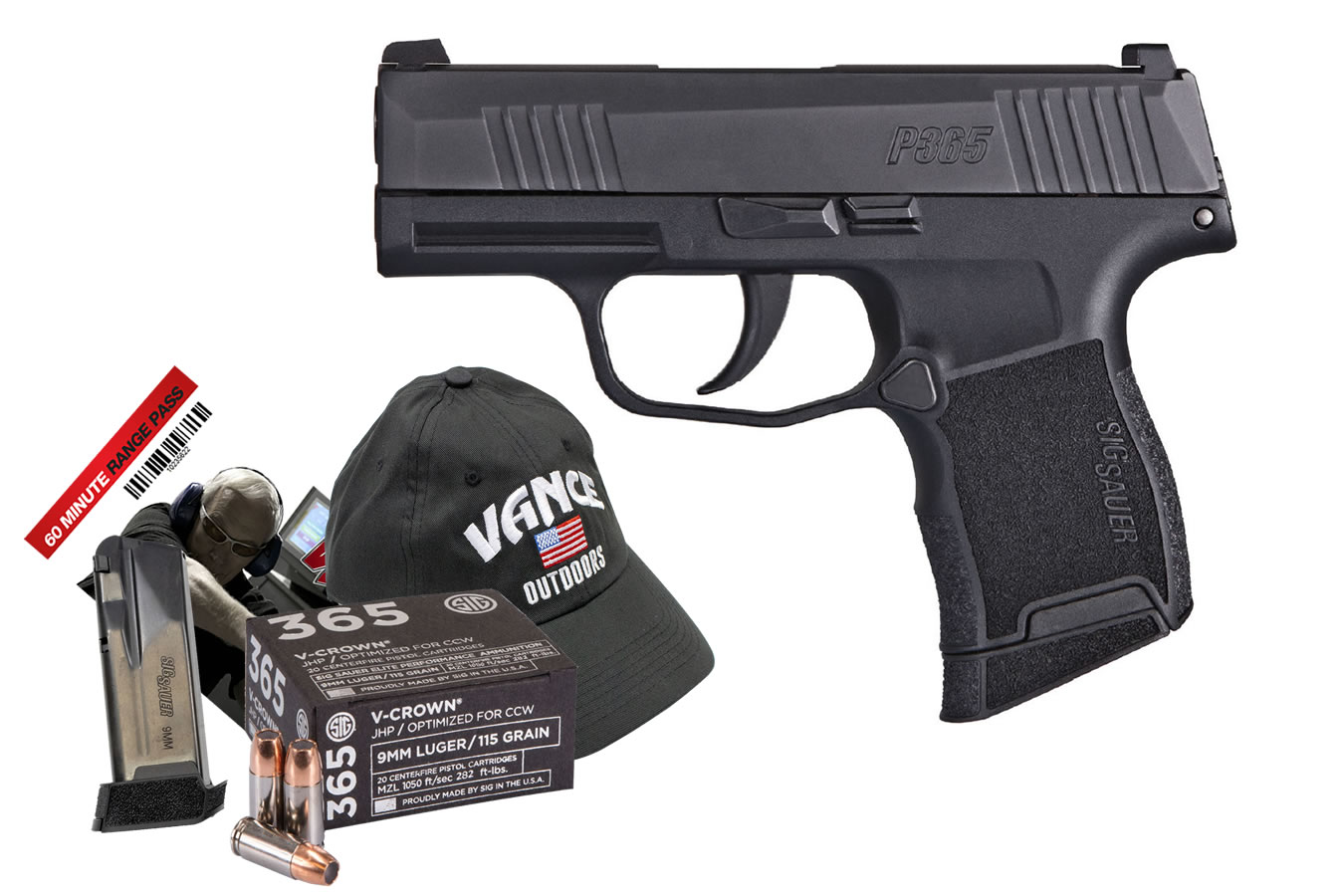 Sig Sauer P365 9mm Micro Compact Striker Fired Pistol With 1 Box Of Sig Sauer 9mm Hollow Vance 1019