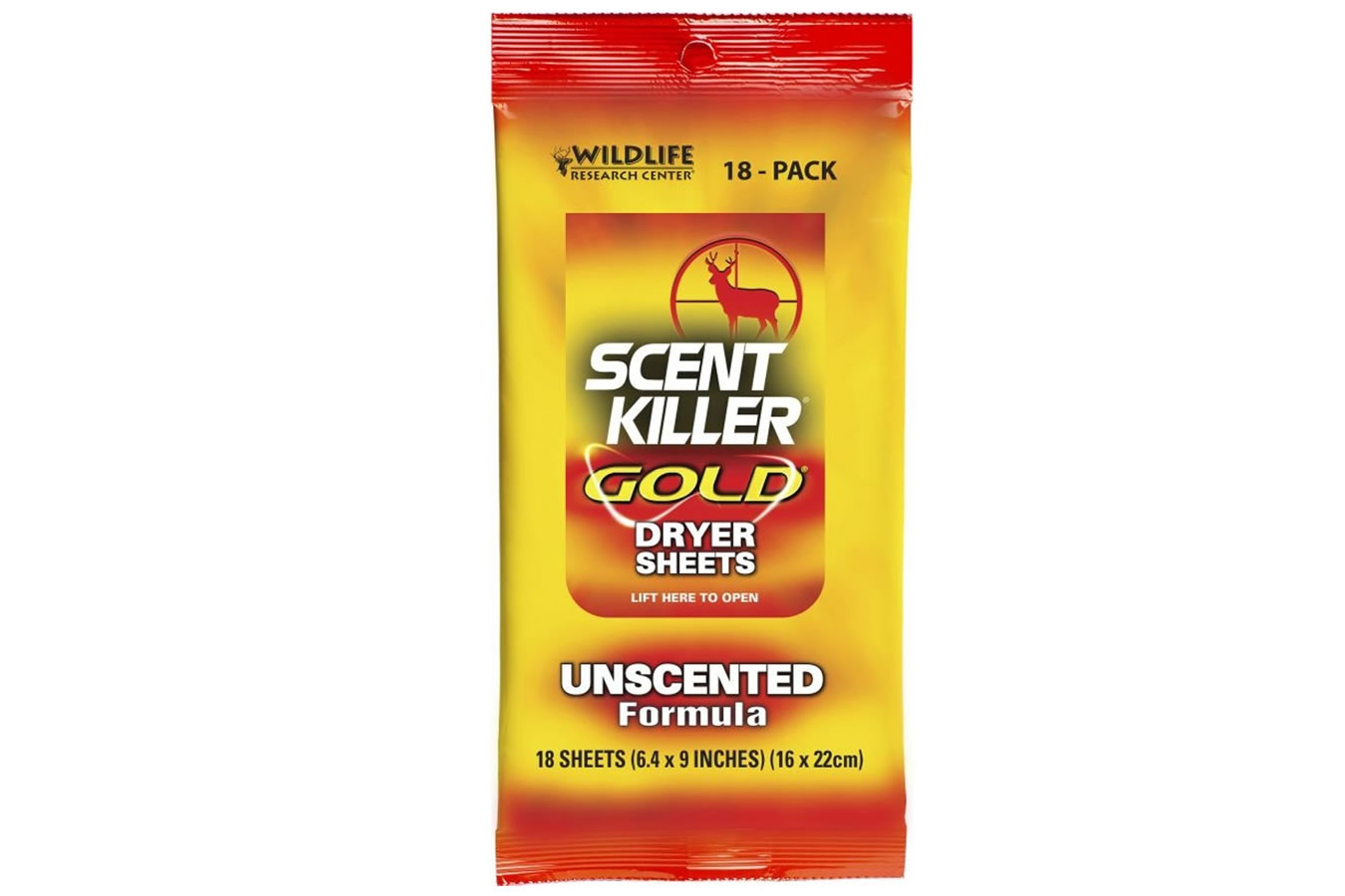 SCENT KILLER GOLD 18-PACK DRYER SHEETS- UNSCENTED