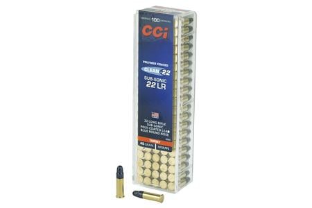 CCI 22 LR 40 GR Poly-Coated LRN Clean-22 Sub-Sonic 100/Box