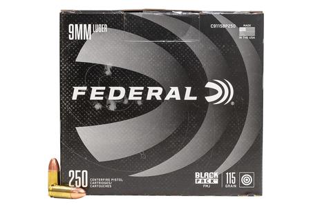 Federal 9mm Luger 115 gr  FMJ Black Pack 250/Box