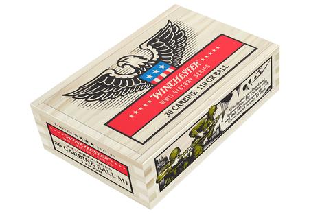 30 CARBINE 100 GR FMJ BALL M1 CARTRIDGE WWII VICTORY SERIES 20 ROUNDS WOOD BOX