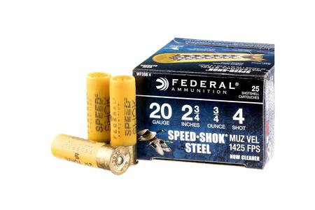 Federal 20 Gauge 2-3/4 In 3/4oz 4 Shot Speed-Shok Steel 25/Box