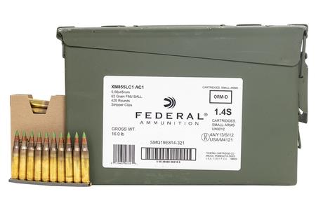 5.56MM NATO 62 GR FMJ 420 RD AMMO CAN