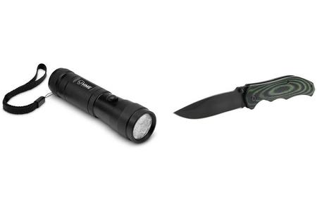 FOLDING POCKET KNIFE W/150 LUMEN FLASHLIGHT