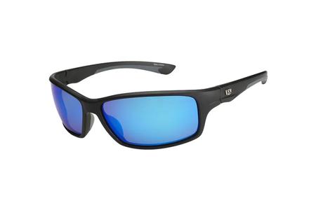 PLUS HUDSON WITH MATTE BLACK FRAME AND MULTI WHITE BLUE MIRROR/GRAY BASE LENSES