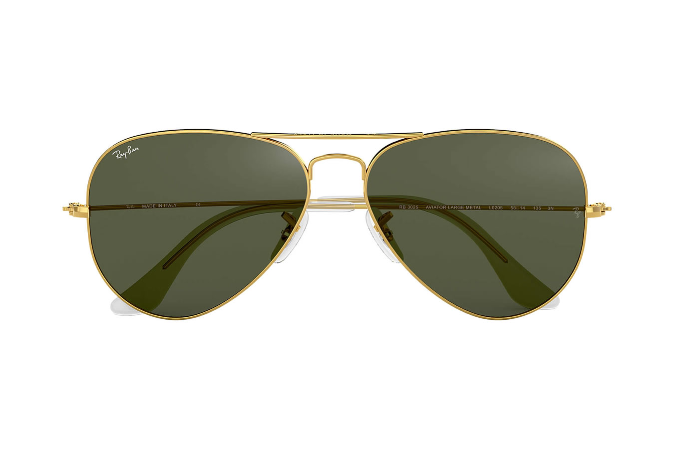 Ray-Ban Classic Aviator with Large Gold Metal Frame and Grey/ Green Lenses