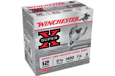 Winchester 12 GA 2 3/4 Inches 1 1/8 oz Xpert High Velocity Steel Shot 4-Shot 25 Rounds per