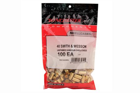 WINCHESTER AMMO 40SW Unprimed Handgun Shell Cases 100/Bag