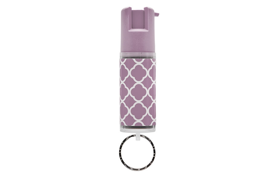 DESIGNER LABEL PEPPER SPRAY WITH KEY RING - DUSK PINK QUATREFOIL