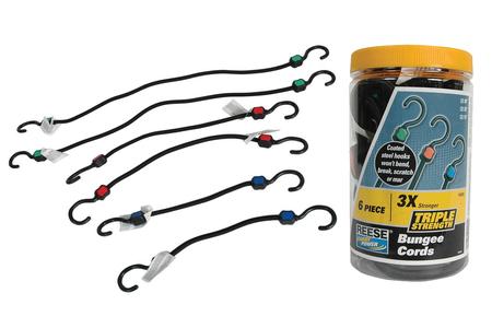 6-PIECE 3X ASSORTED BUNGEE CORDS