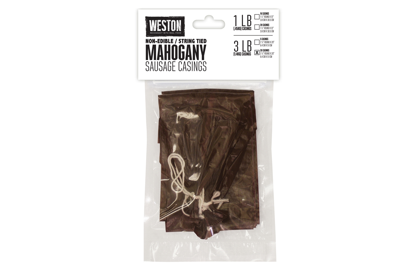 Weston Brand Non-Edible 3lb Mahogany Casings, 20 Count