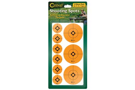 1 AND 2 INCH ORANGE SHOOTING SPOTS, 12 PACK