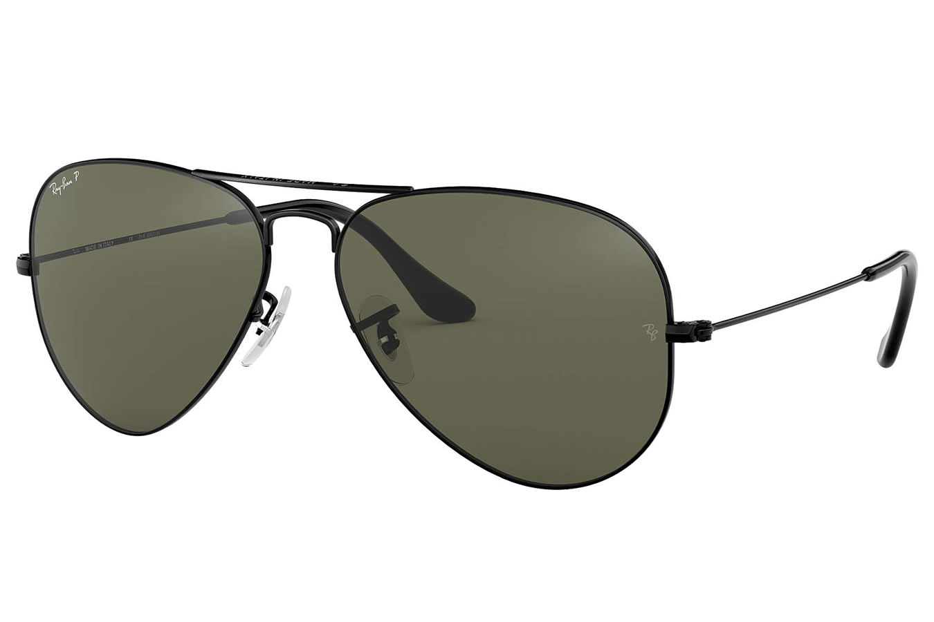 Ray-Ban Aviator Classic with Black Metal Frames and Grey Green Lenses ...