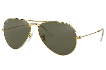 RAY BAN AVIATOR LARGE METAL GOLD W/CRYSTAL GREEN POLARIZED METAL