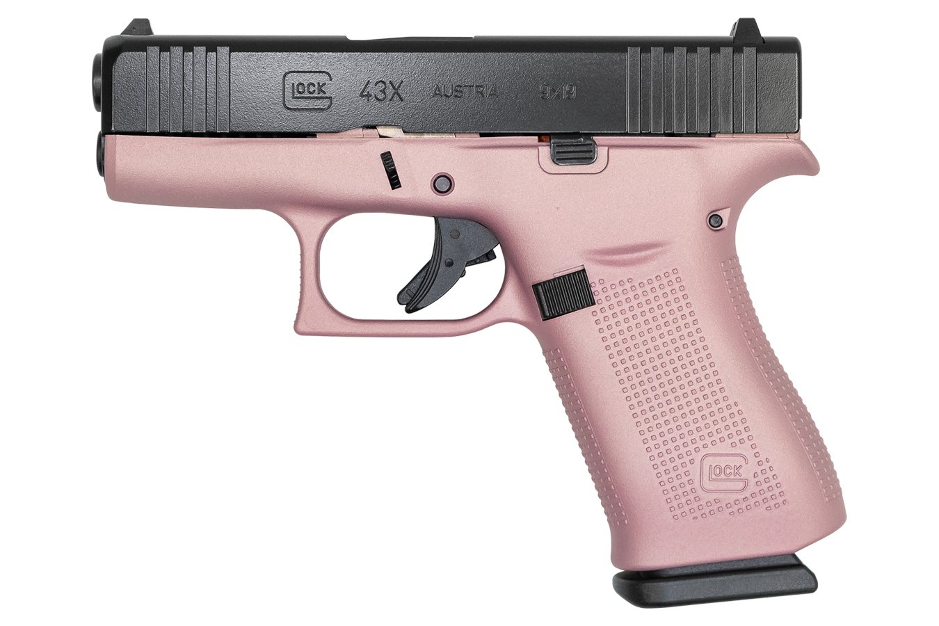 Glock 43X 9mm 10-Round Pistol with Pink Champagne Frame and Black nDLC ...