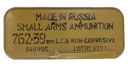 TULA AMMO 7.62x39mm 122 gr FMJ Steel Case 640 Rounds in Tin Can