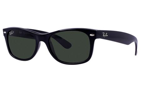 RAY BAN NEW WAYFARER CLASSICS WITH GLOSS BLACK FRAME AND GREEN POLARIZED LENSES