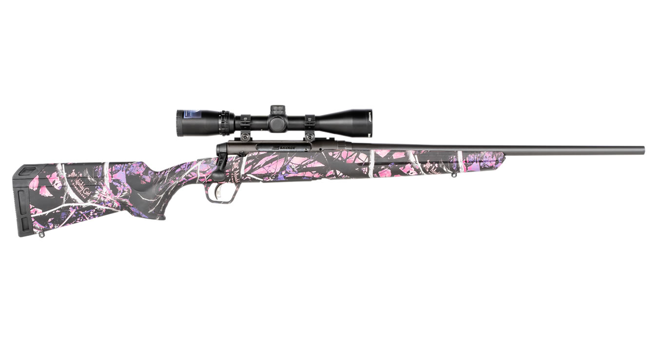 Savage Axis II Compact 6.5 Creedmoor Bolt-Action Rifle with Muddy Girl Camo Stock and 3-9x40mm Bushnell Scope