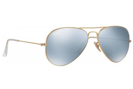 AVIATOR WITH POLISHED GOLD FRAME AND SILVER FLASH LENSES