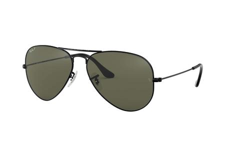 AVIATOR WITH POLISHED BLACK FRAME AND CLASSIC G-15 GREEN LENSES