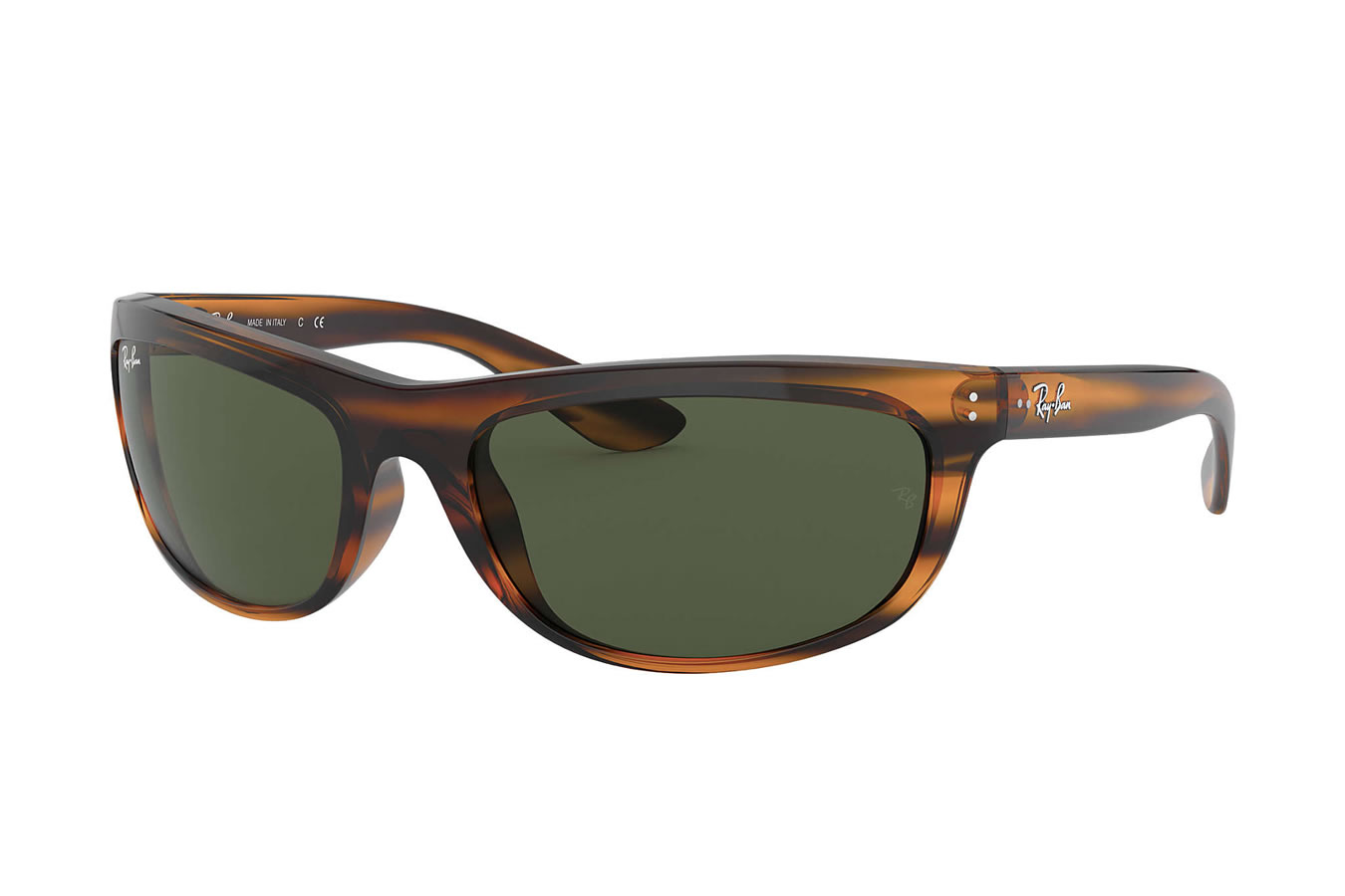 Ray Ban Balorama with Striped Brown Frame and Green Classic G-15 Lenses ...