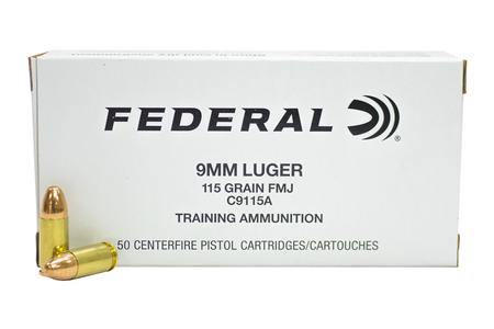 FEDERAL AMMUNITION 9mm 115 gr FMJ Training Ammunition 50/Box