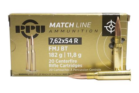 PPU 7.62x54mm R 182 gr FMJ Match Line 20/Box