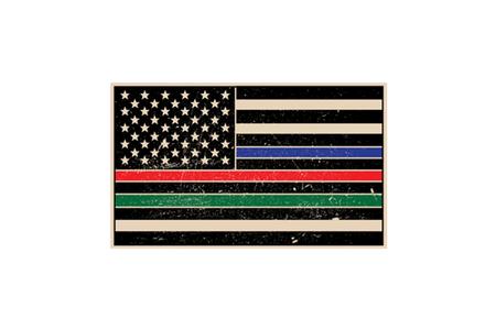 6X8 BLUE RED GREEN LINE FLAG VINYL STICKER