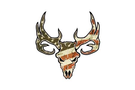 6X8 US FLAG DEER SKULL VINYL STICKER