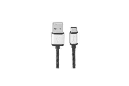 BRAIDED USB CABLE W/METAL ENDS TYPE C 4FT BLACK