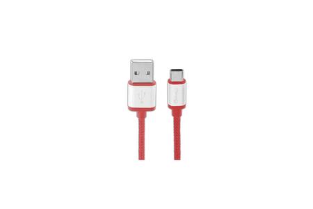 BRAIDED USB CABLE W/METAL ENDS TYPE C 4FT RED