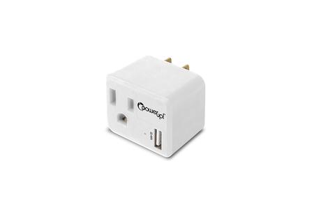 WALL OUTLET USB CHARGER AC 2.4A WITH AC PORT WHITE