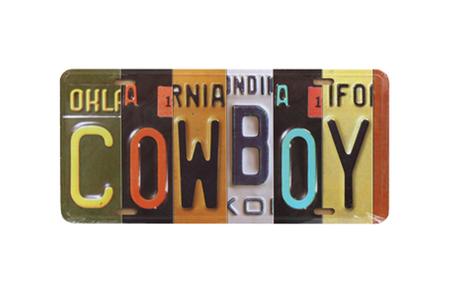 COWBOY LICENSE PLATE METAL ART SIGN