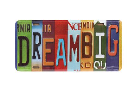 DREAM BIG LICENSE PLATE METAL ART