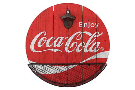 OFFICIALLY LICENSED VINTAGE COCA COLA BOTTLE OPENER AND CAP CATCHER WALL DECOR